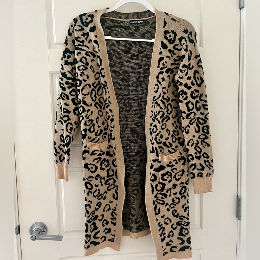 Cheetah Print Long Sweater